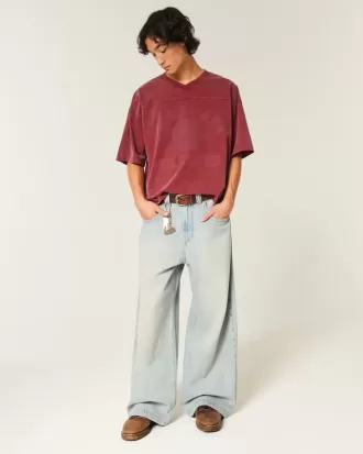 Maglietta da football con grafica Varsity, modello Baggy Crop e pesante