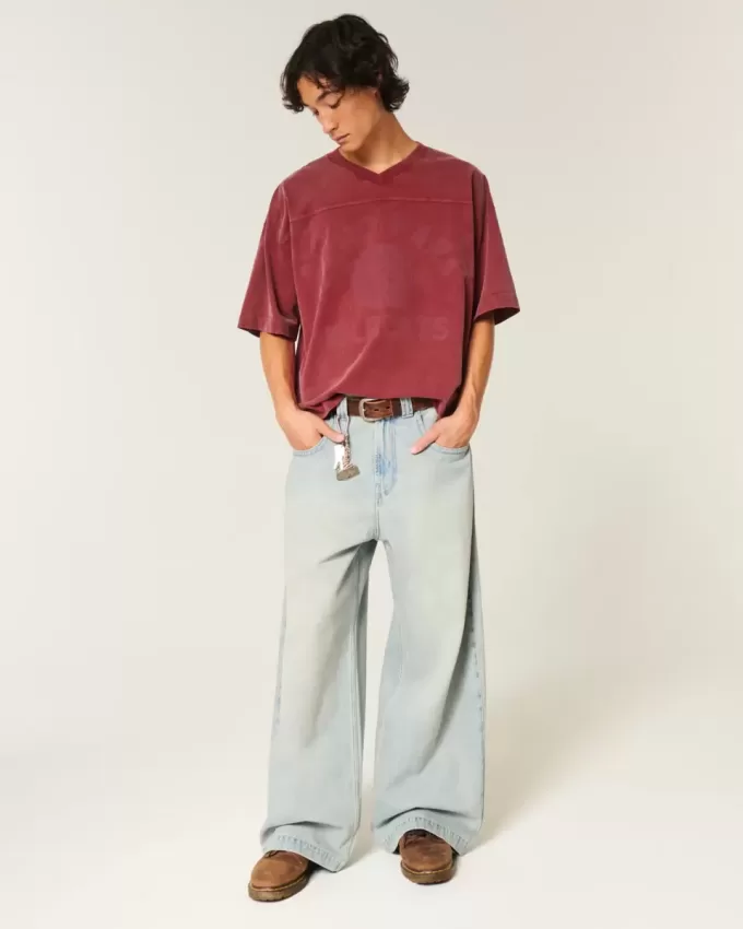 Maglietta da football con grafica Varsity, modello Baggy Crop e pesante