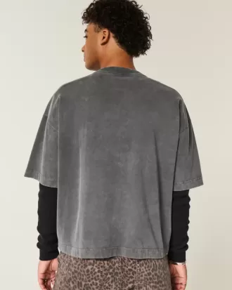 Maglietta da football con grafica Varsity, modello Baggy Crop e pesante