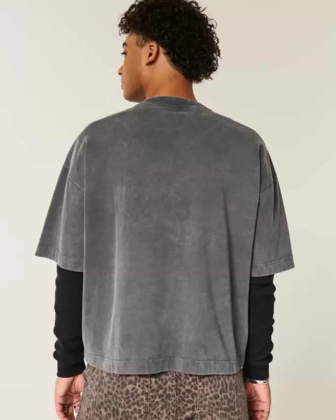 Maglietta da football con grafica Varsity, modello Baggy Crop e pesante Maglietta da football con grafica Varsity, modello Baggy Crop e pesante