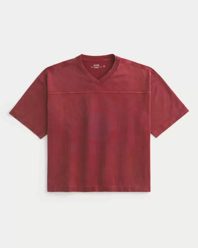 Maglietta da football con grafica Varsity, modello Baggy Crop e pesante