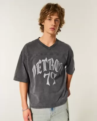 Maglietta da football pesante con grafica Detroit Baggy Crop