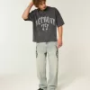 Maglietta da football pesante con grafica Detroit Baggy Crop