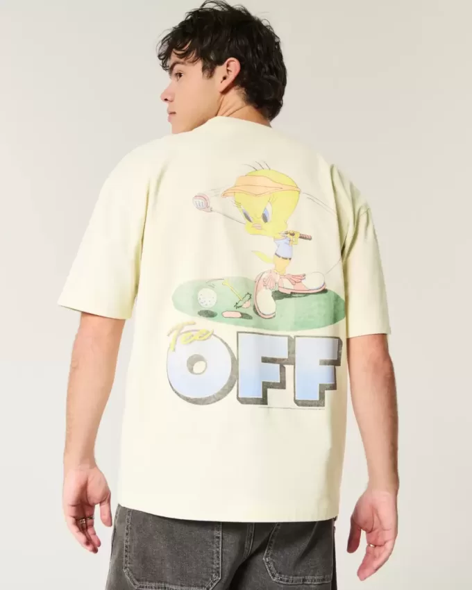 Maglietta da golf grafica pesante e squadrata Tweety