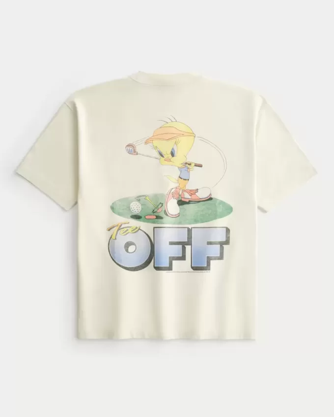 Maglietta da golf grafica pesante e squadrata Tweety