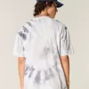 Maglietta girocollo in cotone pesante tie-dye squadrata