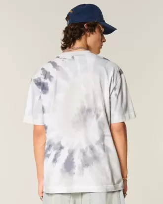 Maglietta girocollo in cotone pesante tie-dye squadrata
