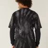 Maglietta girocollo in cotone pesante tie-dye squadrata