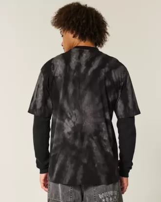 Maglietta girocollo in cotone pesante tie-dye squadrata