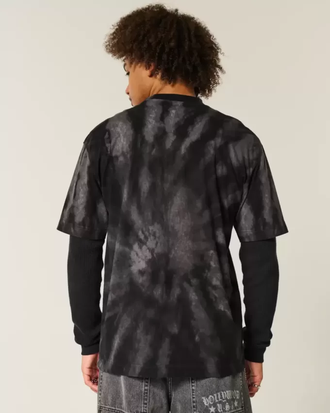 Maglietta girocollo in cotone pesante tie-dye squadrata