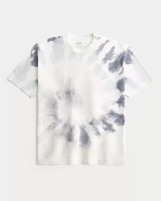 Maglietta girocollo in cotone pesante tie-dye squadrata