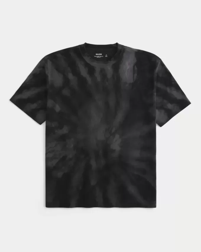 Maglietta girocollo in cotone pesante tie-dye squadrata