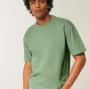 Maglietta girocollo pesante e lavata, modello Boxy Crop