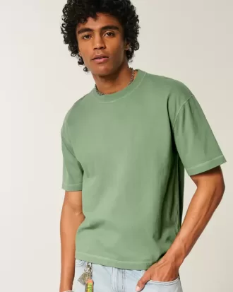 Maglietta girocollo pesante e lavata, modello Boxy Crop