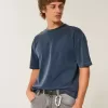 Maglietta girocollo pesante e lavata, modello Boxy Crop