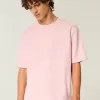 Maglietta girocollo pesante e lavata, modello Boxy Crop