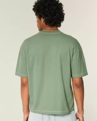 Maglietta girocollo pesante e lavata, modello Boxy Crop