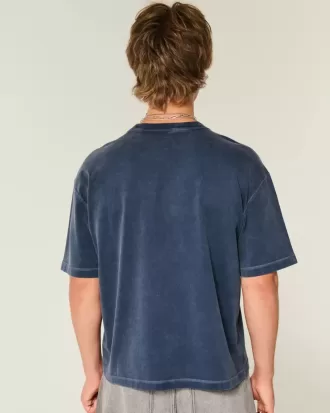 Maglietta girocollo pesante e lavata, modello Boxy Crop