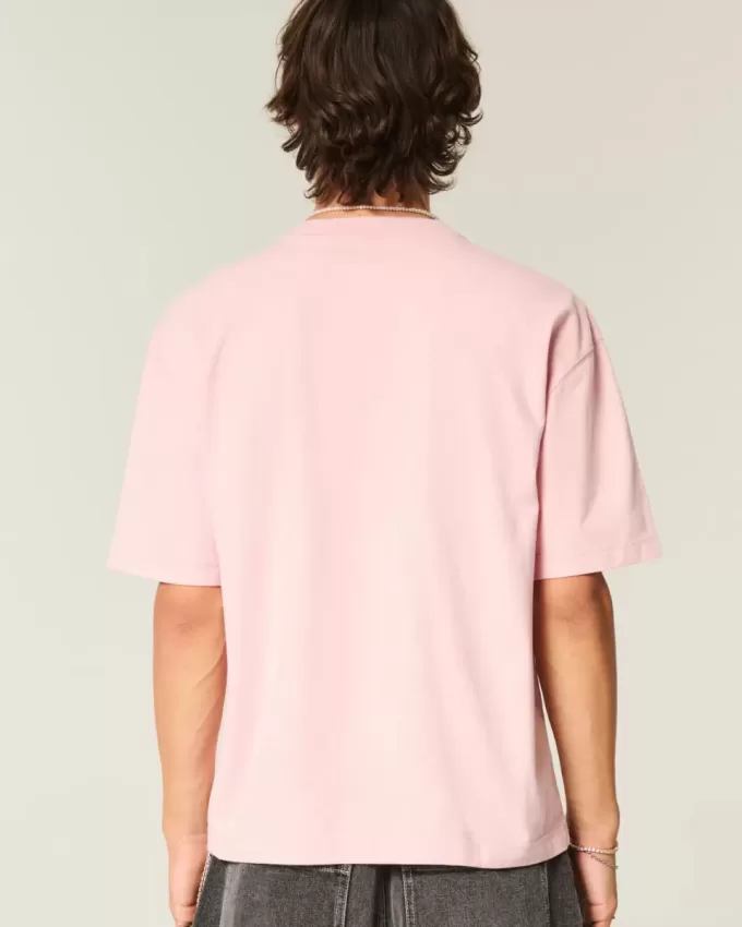 Maglietta girocollo pesante e lavata, modello Boxy Crop