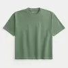 Maglietta girocollo pesante e lavata, modello Boxy Crop
