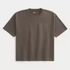 Maglietta girocollo pesante e lavata, modello Boxy Crop