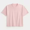 Maglietta girocollo pesante e lavata, modello Boxy Crop