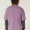 Maglietta girocollo pesante e lavata, modello Boxy Crop