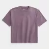 Maglietta girocollo pesante e lavata, modello Boxy Crop