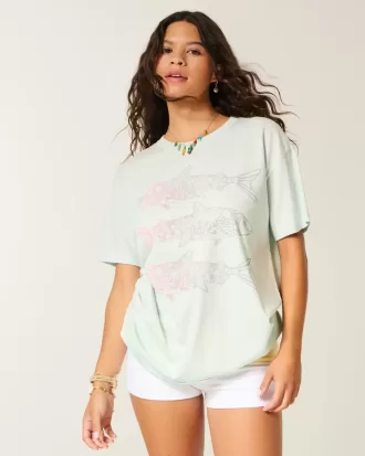 Maglietta grafica con pesce oversize