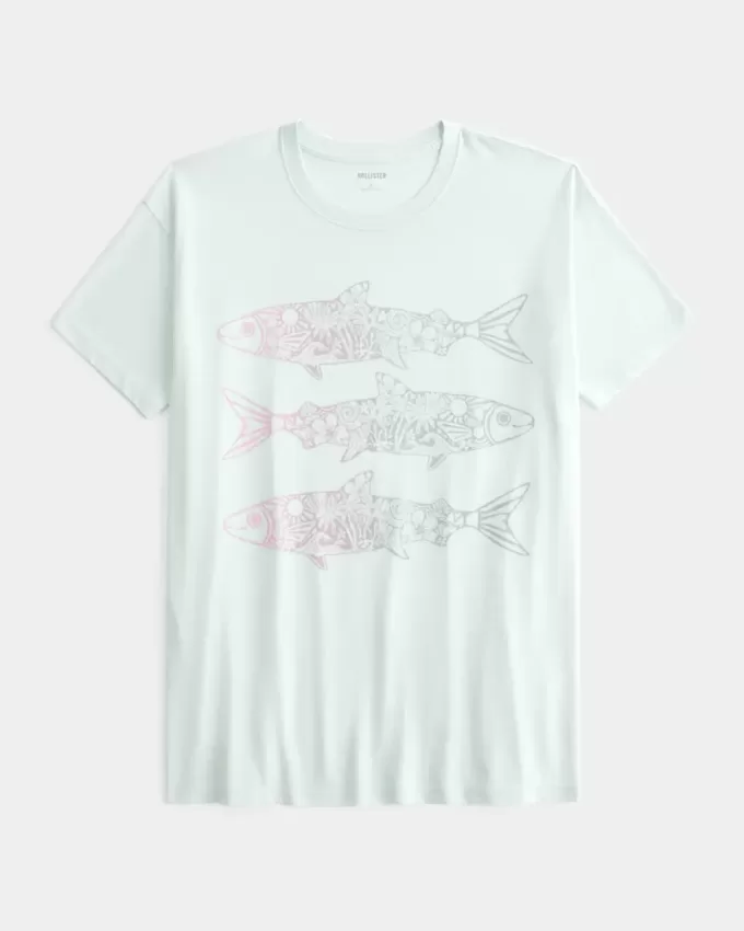 Maglietta grafica con pesce oversize