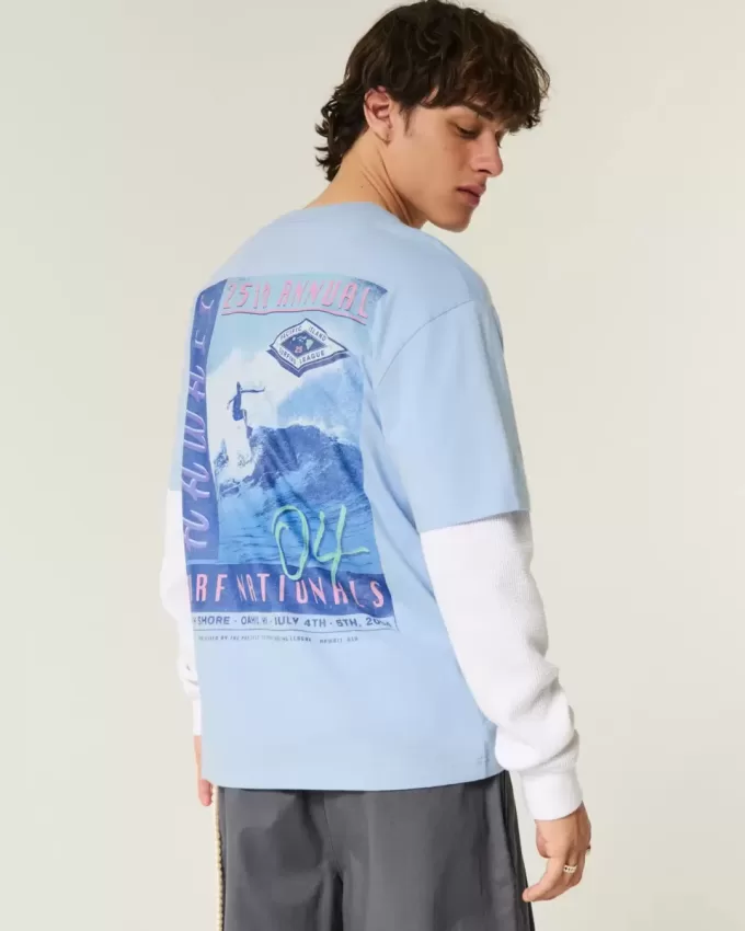 Maglietta grafica da surf hawaiana squadrata