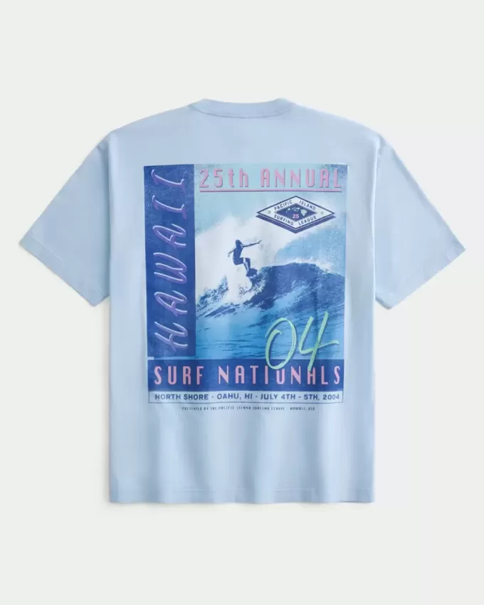 Maglietta grafica da surf hawaiana squadrata