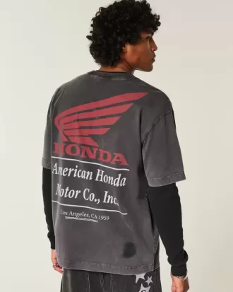 Maglietta grafica Honda pesante e squadrata