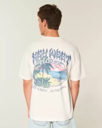 Maglietta grafica Key West con motivo squadrato e pesante