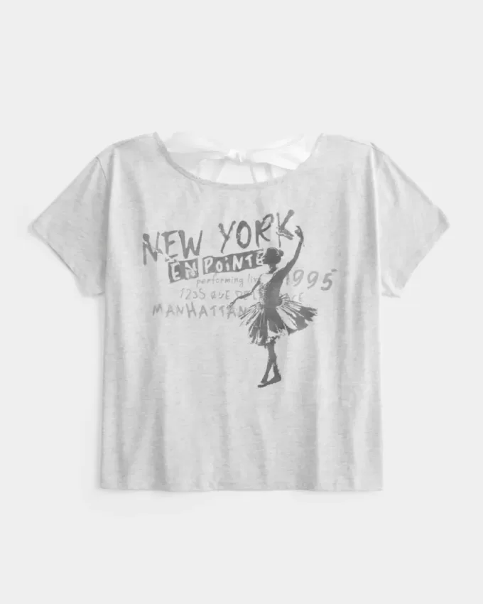 Maglietta grafica New York con fiocco facile da annodare Maglietta grafica New York con fiocco facile da annodare