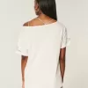 Maglietta grafica oversize con spalle scoperte