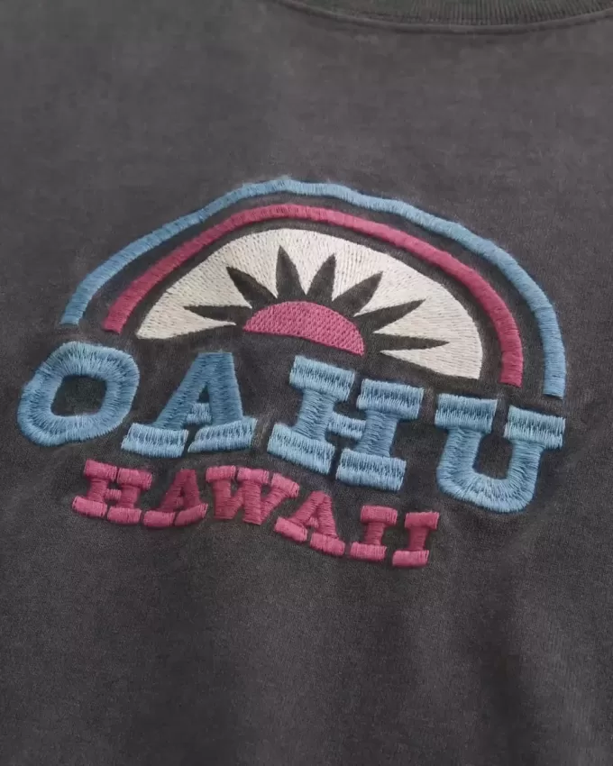 Maglietta grafica pesante Oahu