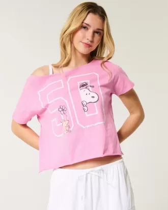 Maglietta grafica Snoopy con spalle scoperte