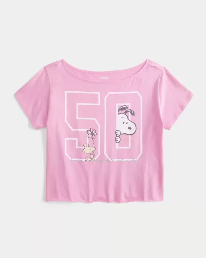 Maglietta grafica Snoopy con spalle scoperte