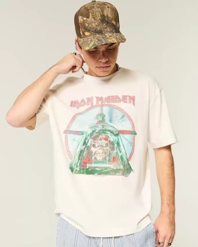 Maglietta grafica squadrata Iron Maiden