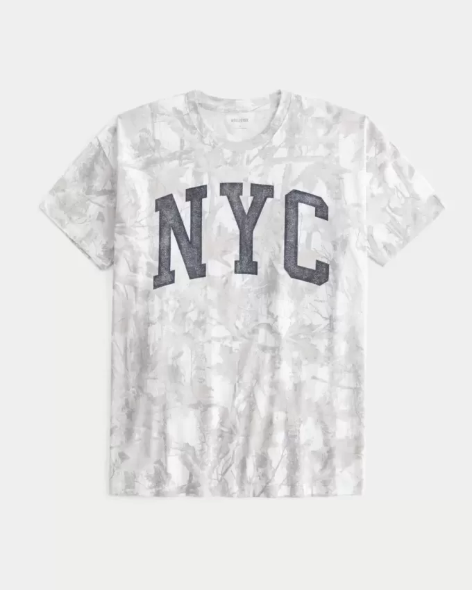 Maglietta oversize con grafica mimetica NYC