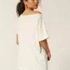 Maglietta oversize con stampa Kauai e spalle scoperte
