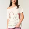 Maglietta oversize con stampa Snoopy e spalle scoperte