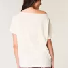 Maglietta oversize con stampa Snoopy e spalle scoperte