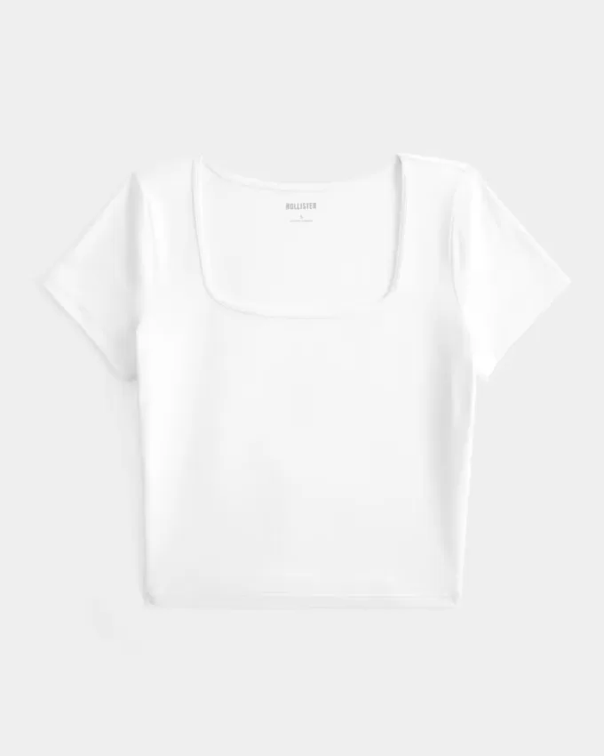 Maglietta per neonati con scollo quadrato in tessuto senza cuciture Maglietta per neonati con scollo quadrato in tessuto senza cuciture