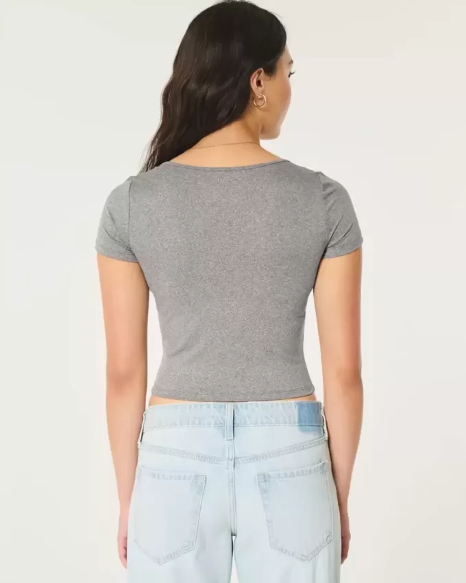 Maglietta per neonati in tessuto elasticizzato morbido senza cuciture con scollo quadrato Maglietta per neonati in tessuto elasticizzato morbido senza cuciture con scollo quadrato