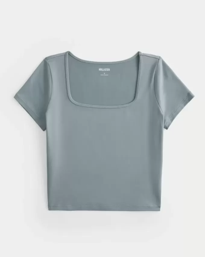 Maglietta per neonati in tessuto elasticizzato morbido senza cuciture con scollo quadrato Maglietta per neonati in tessuto elasticizzato morbido senza cuciture con scollo quadrato