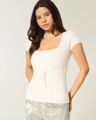 Maglione a maniche corte con scollo quadrato