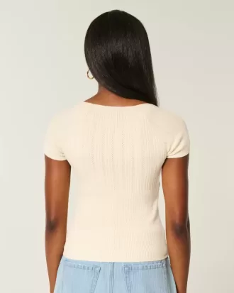 Maglione a maniche corte con scollo quadrato