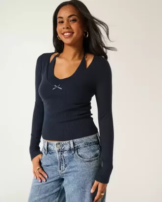 Maglione a maniche lunghe con laccetti
